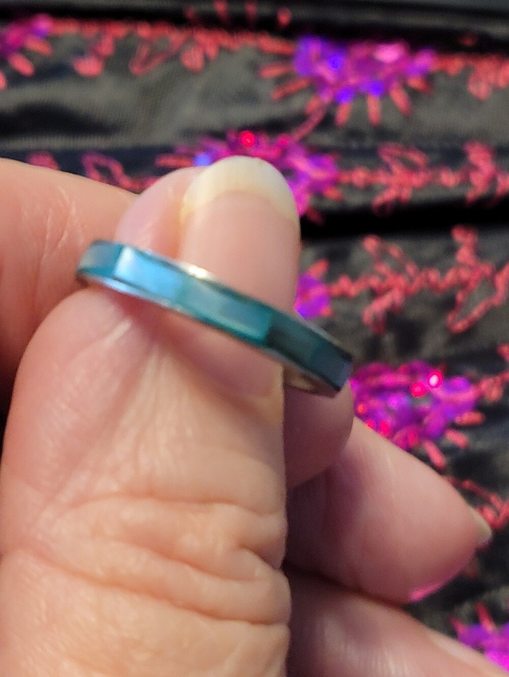 Teal Blue Faceted Band Ring